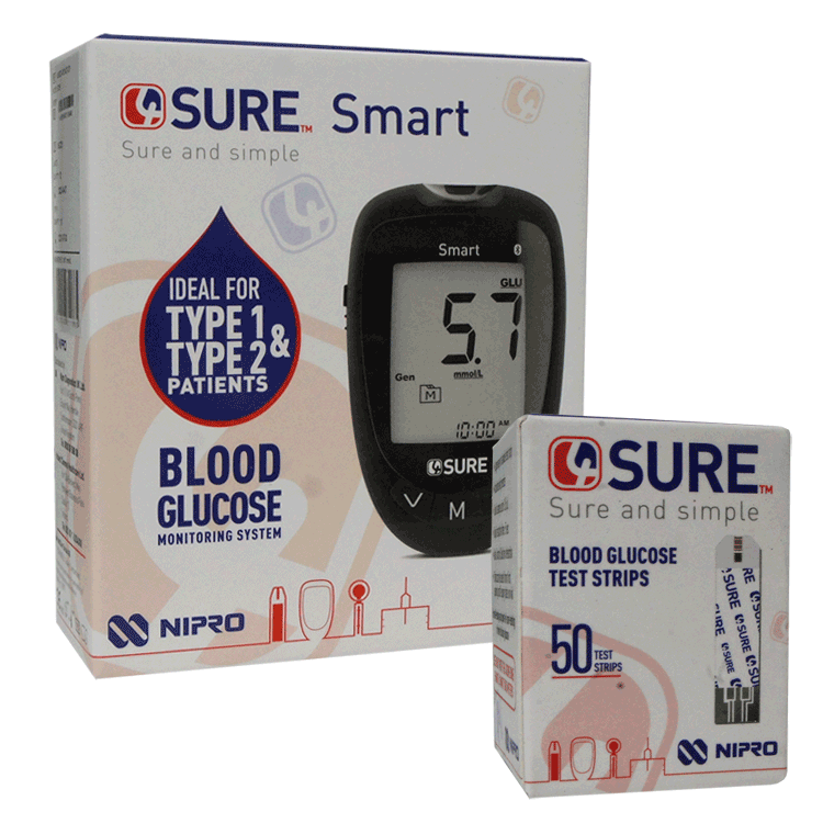 4Sure Smart Glucose Monitor + 4Sure Glucose Teststreifen x 50