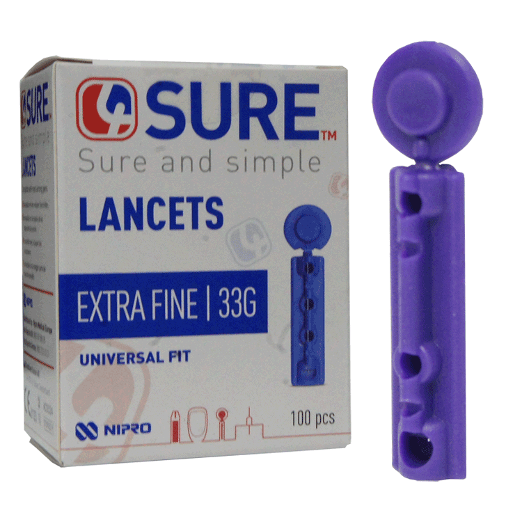 Lancettes pour diabétiques 4Sure 33G x 100 - Pour obtenir des échantillons de sang