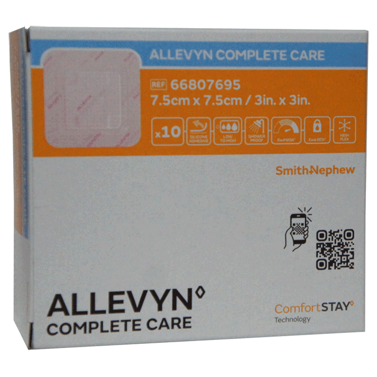 Allevyn Complete Care 7.5cm x 7.5cm x 10 dressings - With adhesive border