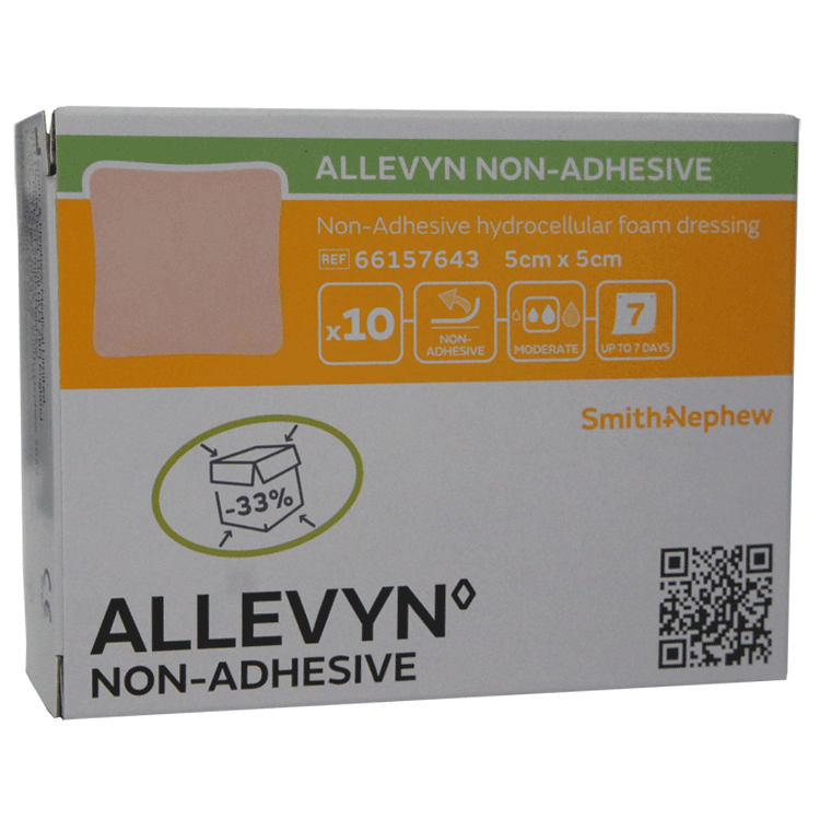 Allevyn Non Adhesive 5cm x 5cm - No Adhesive Border x 10 dressings Code: 66157643
