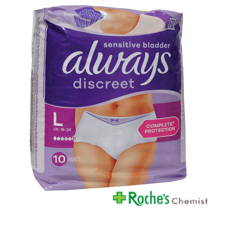 Always Discreet Pants for Sensitive Bladder in Women - 2 Sizes