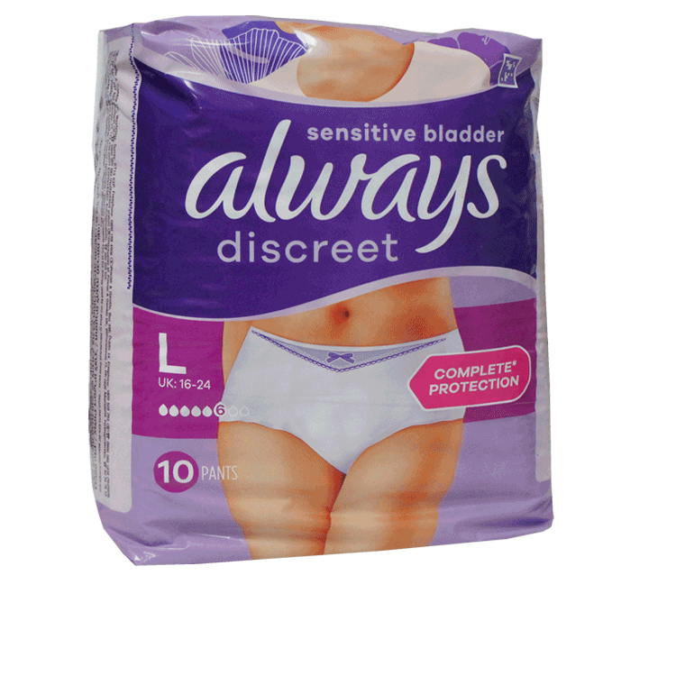Always Discreet Pants for Sensitive Bladder in Women - 2 Sizes