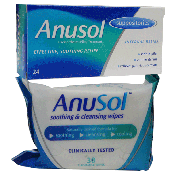 Anusol Suppositories  x 24 for Haemorrhoids with or without Anusol Wipes x 30