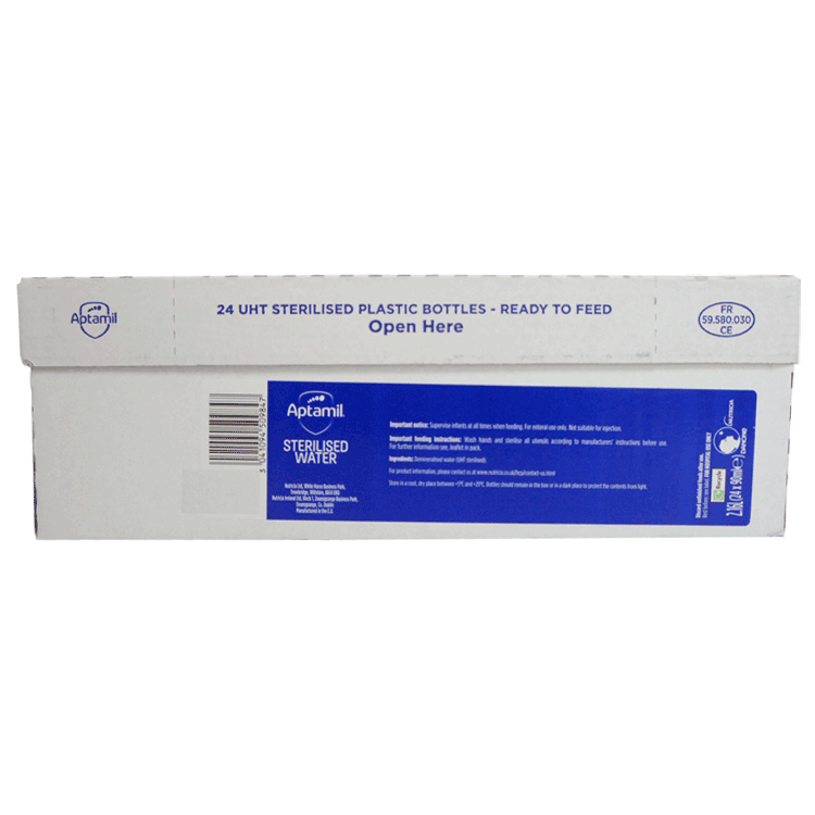 Aptamil sterilisiertes Wasser 90 ml x 24 mit oder ohne aufschraubbaren SMA-Saugern x 24