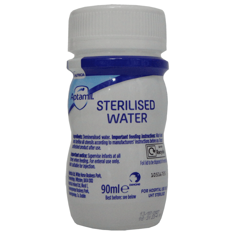 Aptamil Sterilised Water 90ml x 24 with or without screw-on SMA teats x 24