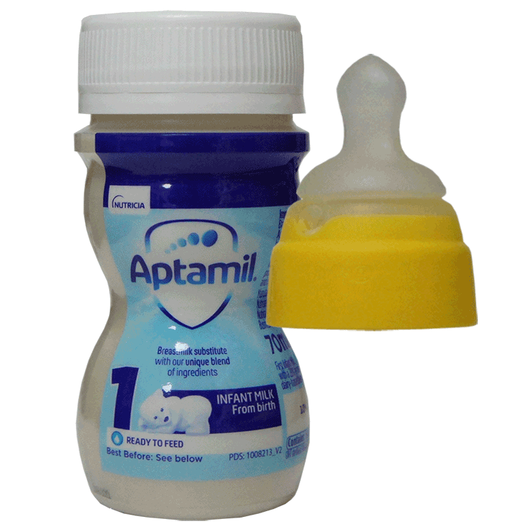 Aptamil 1 Erste Kindermilch bereit, 70 ml x 24 + Nuk mittelströmung gelber Nackenflecks x 24 zu füttern