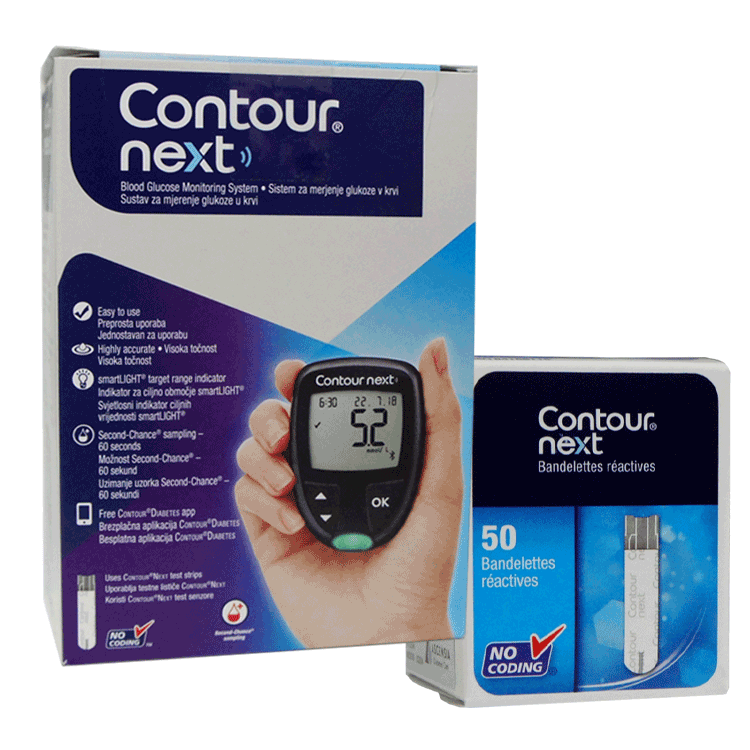 Lecteur de glycémie Contour Next + bandelettes Contour Next x 50