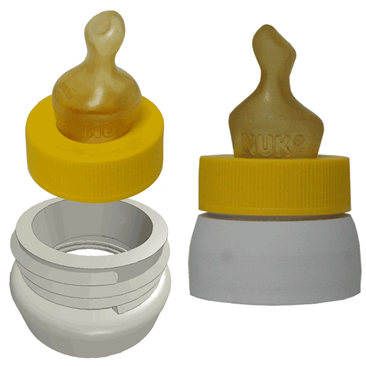 Travel adapter and teats for Supermarket size Cow & Gate 200ml Ready to Use baby milk.