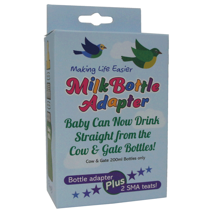 Milk carton to feeding bottle - Converter Kit - Cow & Gate 1 First Baby Milk 200ml x 4 + Converter Lid + 24 Sterile SMA Teats