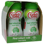 Cow and Gate First Säuglingsmilch 200 ml x 6 – Von der Geburt an mit oder ohne Saugeradapter und weißen NUK-Sauger