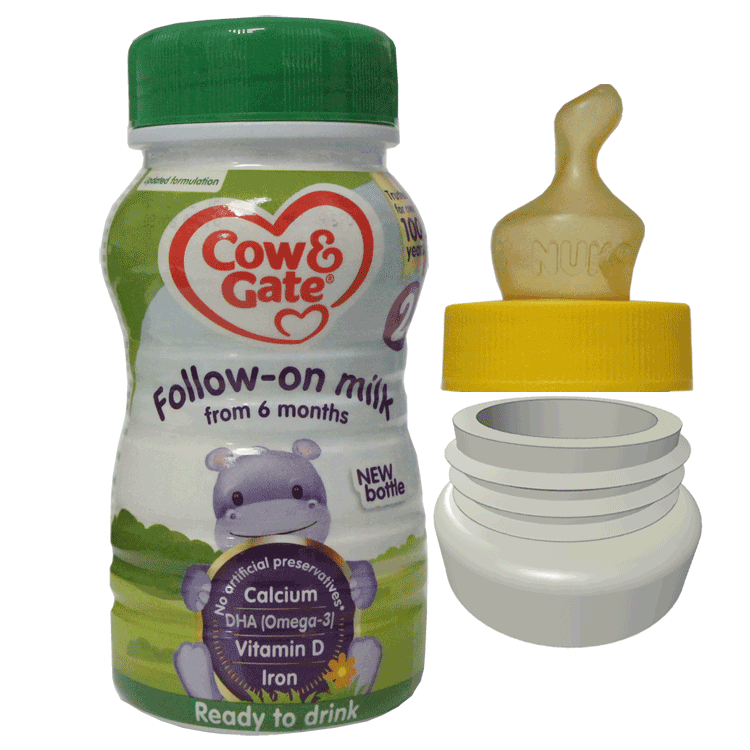 Reiseadapter für Cow & Gate First Infant Milk, gebrauchsfertige Milch x 200 ml x 24 + 24 Einweg-SMA-Sauger