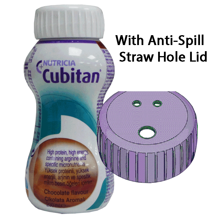 Cubitan Chocolate 200ml x 6 With or Without Anti-Spill Straw Hole Lid