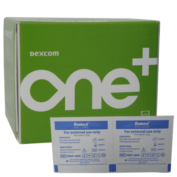 Dexcom One Plus - Systeem voor continue bloedglucosemonitoring - Levering voor 10 dagen + of - Alcoholdoekjes