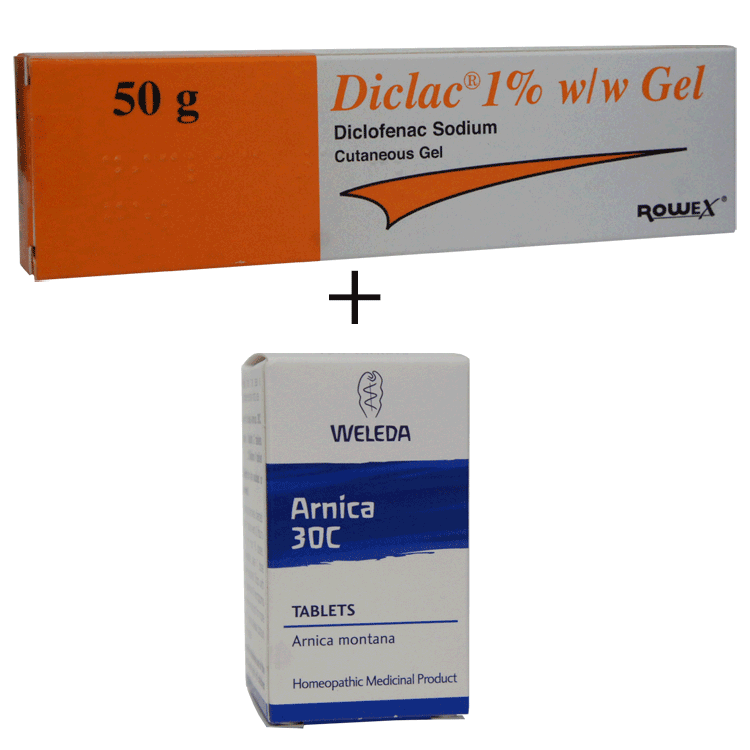 Weleda Arnica 30C  x 125 tablets + Diclac Gel 1% x 50g