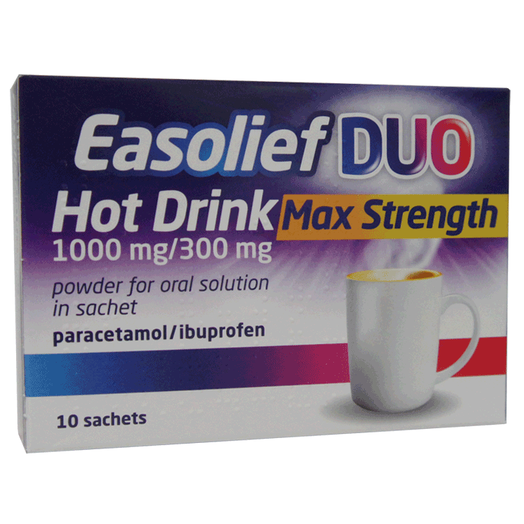 Easolief Duo Warme Drank Max. Sterkte 1000 mg/300 mg x 10 zakjes