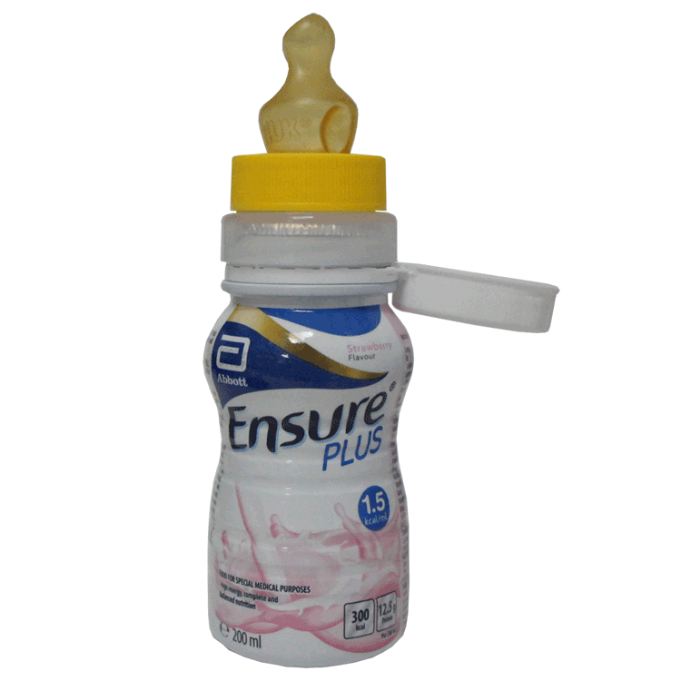Ensure Plus 1.5kcal Strawberry 200ml - Complete Nutrition  With or Without Teats +  Re-usable Adapter