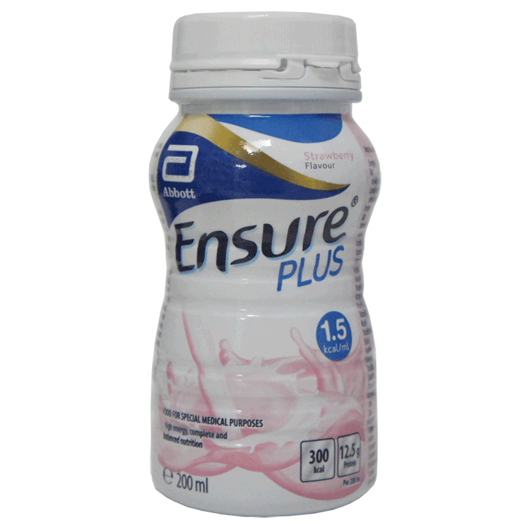 Ensure Plus 1.5kcal Strawberry 200ml - Complete Nutrition  With or Without Teats +  Re-usable Adapter
