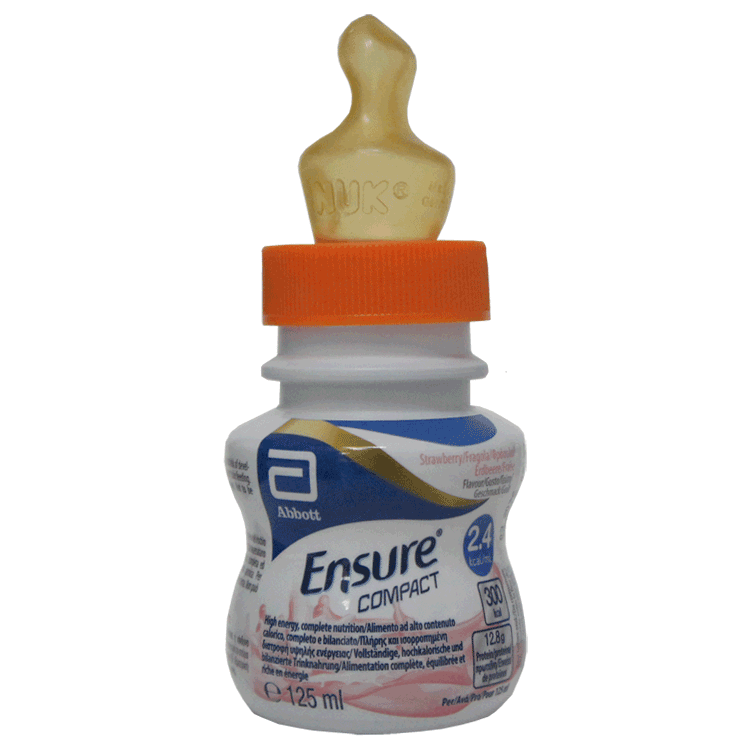 Ensure Compact 4 x 125ml  - With Screw-On Adult Sized Teats  x 4 - 2 Flavours