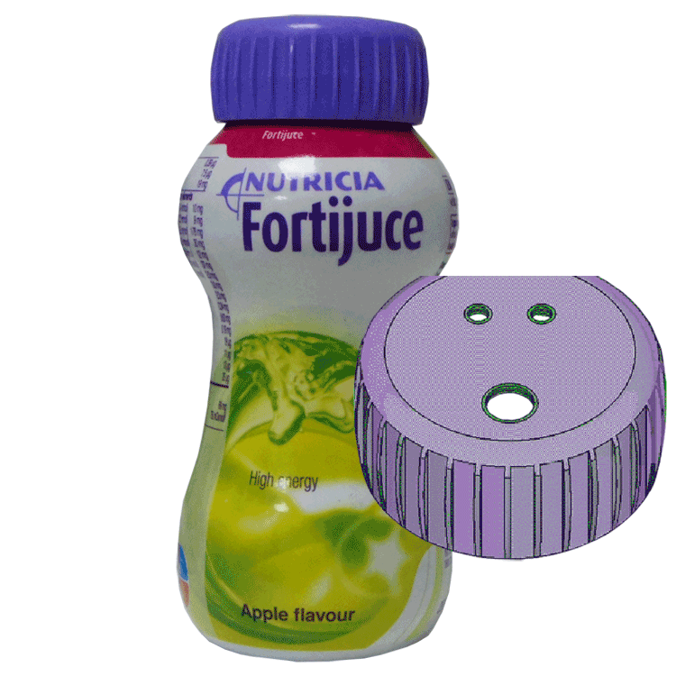 Fortijuce Apple 200ml  x 6 With or Without Screw-on Anti-Spill Straw Hole Lid