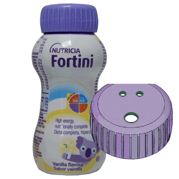 Fortini Vanille 200 ml x 4 – Mit oder ohne auslaufsicherem Deckel zur Aufnahme eines Trinkhalms