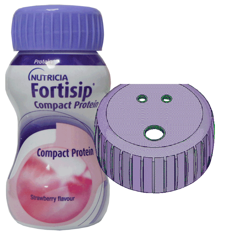 Fortisip Compact Protein Fraise 125 ml x 1 avec ou sans couvercle anti-déversement supplémentaire avec trou de paille