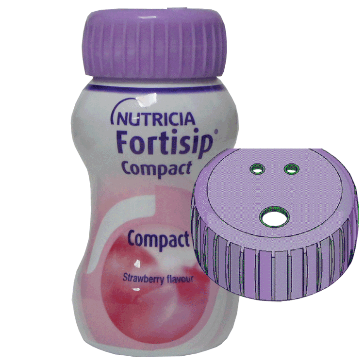 Fortisip Compact Strawberry Flavour 125ml x 6 with or without anti-spill lid