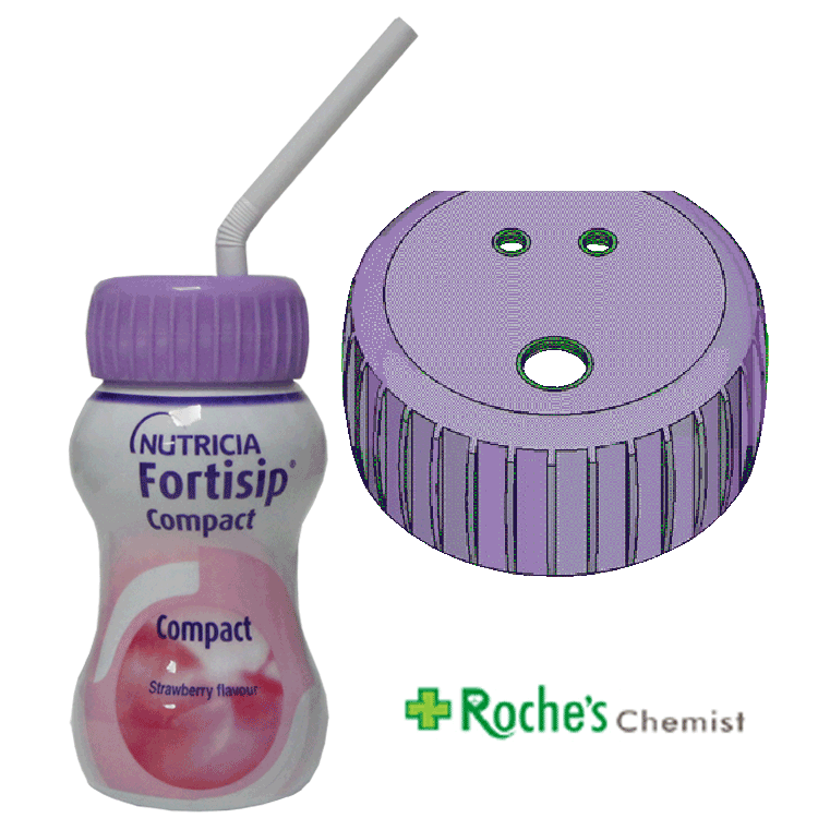 Fortisip Compact Strawberry Flavour 125ml x 6 with or without anti-spill lid