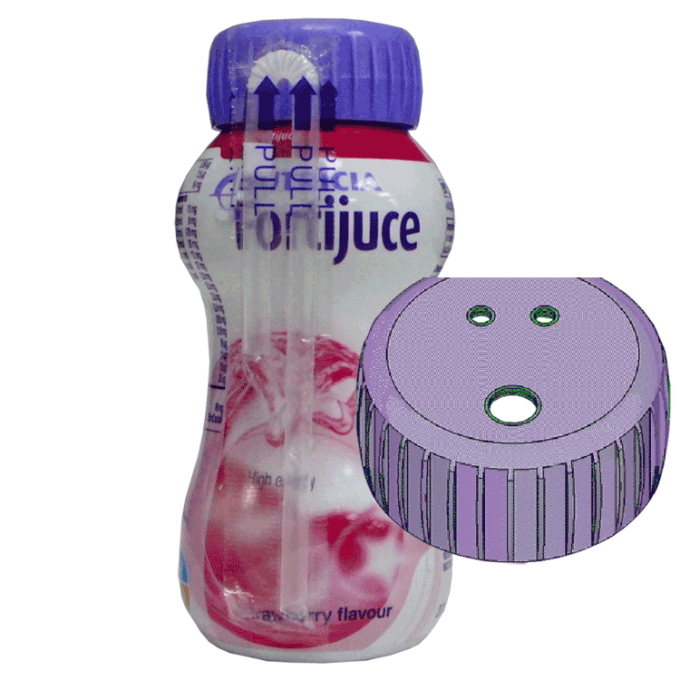 Fortijuce Strawberry 200ml x 6 With or without Screw-on anti-spill straw hole lid