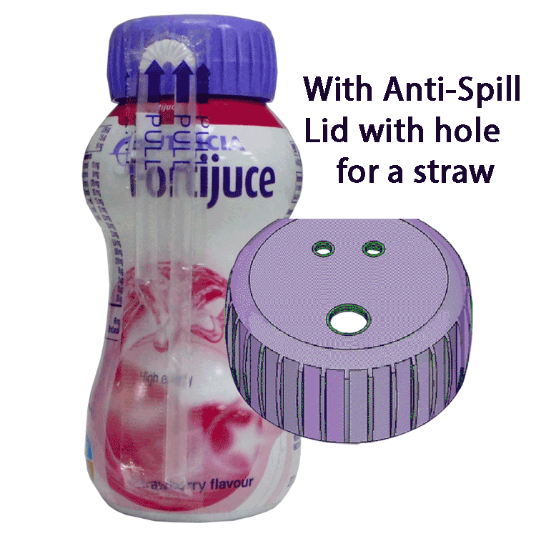 Fortijuce Strawberry 200ml x 6 With or without Screw-on anti-spill straw hole lid