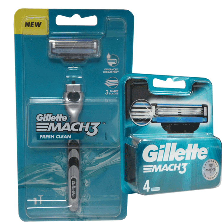 Gillette Mach 3 Razor with Extra pack of 4 Mach 3 Blades