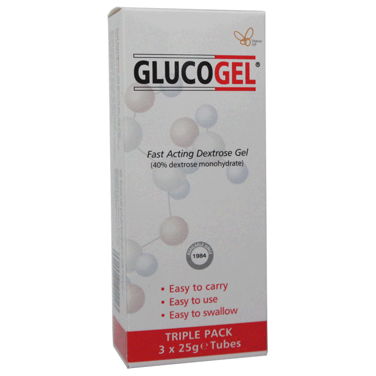 Glucogel Schnell wirkendes Dextrose-Gel, 3 x 25 g Tuben – für diabetische Hypos