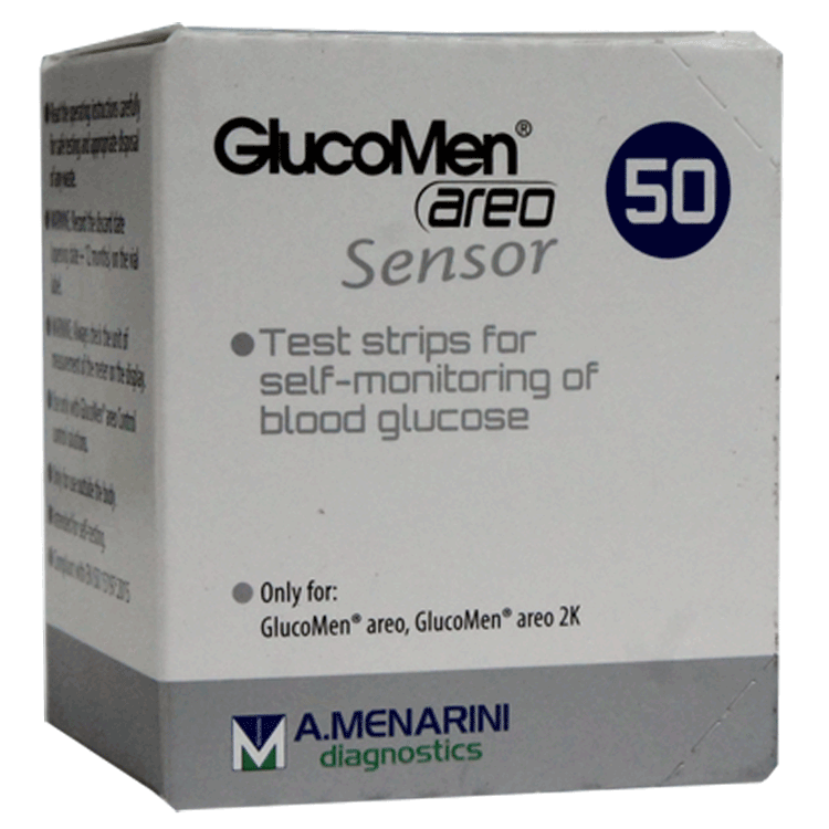 Glucomen Areo Sensorstrips x 50 voor diabetes - Met of zonder naaldenbak van 1,58 liter