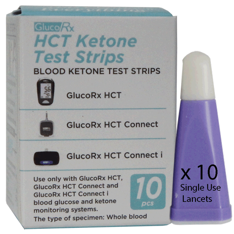 GlucoRx HCT ketonteststrips x 10