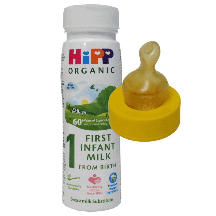 HiPP Premier Lait Infantile Combiotique Bio 200 ml Prêt à l'Emploi x 6 + 6 Tétines SMA à Usage Unique