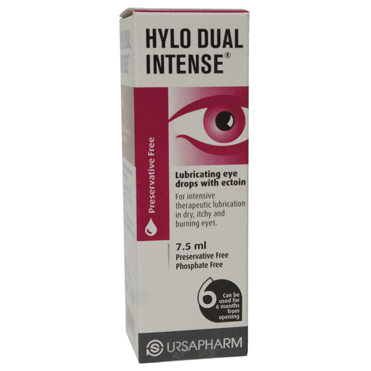 Hylo Dual Intense 7.5ml Long Life Eye Lubricant Drops by Ursopharm - Purple