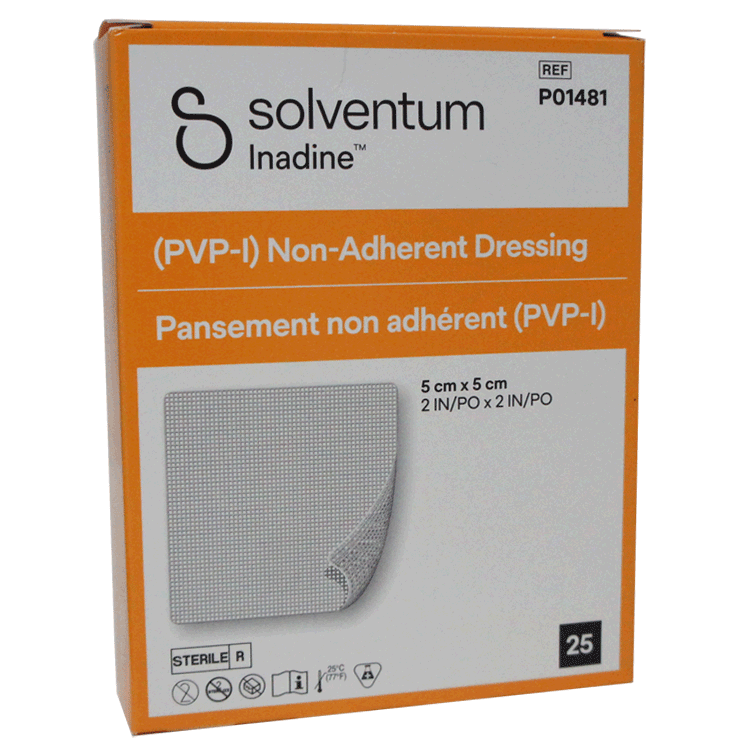 Inadine 5cm  x 5cm x 5 Povidone-Iodine Wound Dressings - For infected wounds