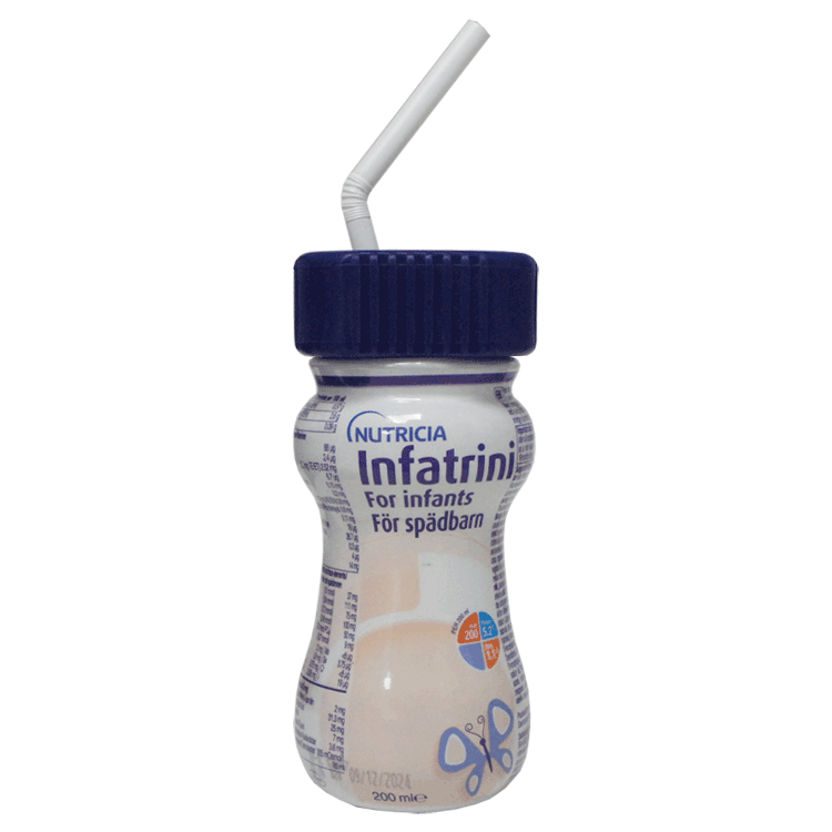 Infatrini voor zuigelingen 200 ml x 4 - Met of zonder antilekdeksel met gat voor een rietje