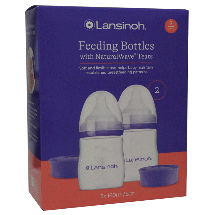 Lansinoh Feeding bottles 2 x 160ml - With or without extra Natural wave teats