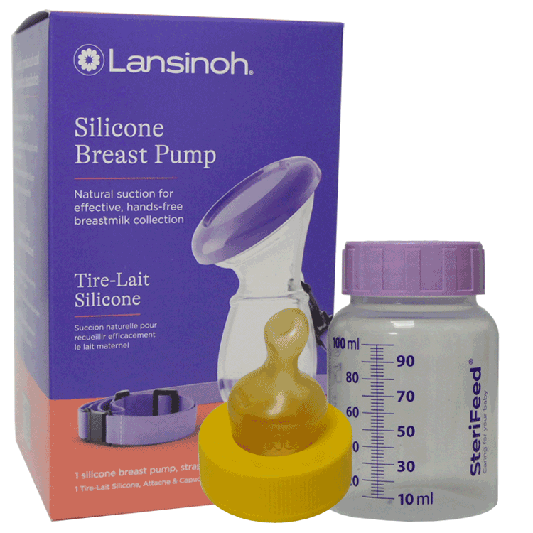 Lansinoh Silicone Breast Pump + Sterile Sterifeed Bottles 100ml x 10 + SMA Single Use Teats x 10