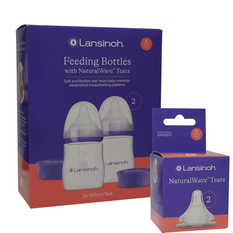 Lansinoh Feeding bottles 2 x 160ml - With or without extra Natural wave teats