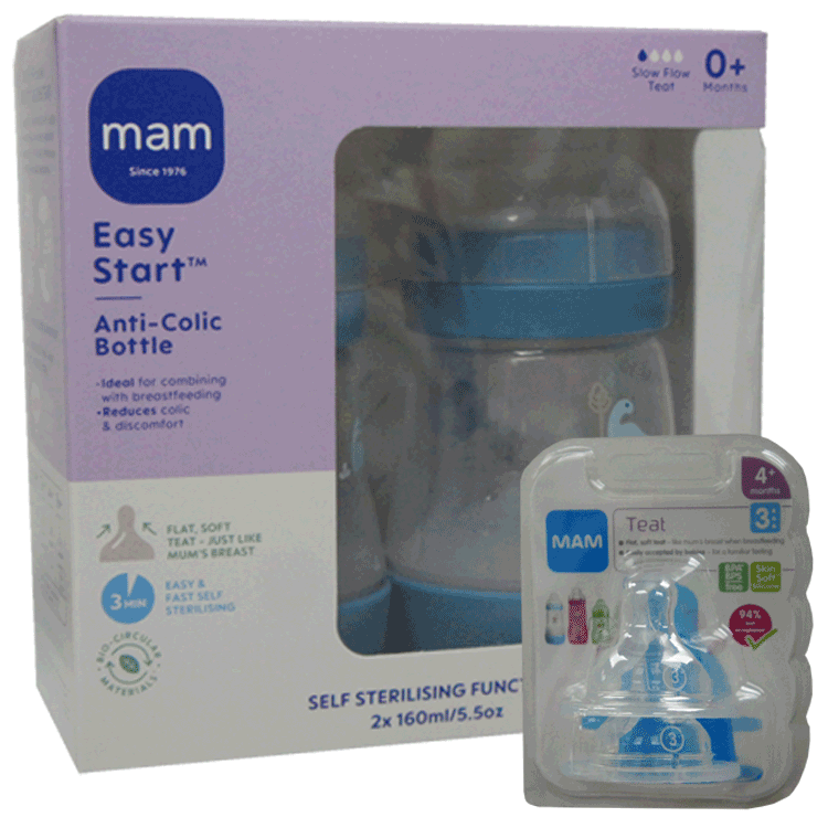 MAM Easy Start Anti-Kolieken Zuigfles 160ml x 2 - 0 maanden + met Reserve Spenen
