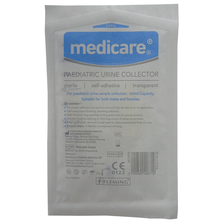 Paediatric Urine Collection Bag 160ml + Sterile Sample bottle 40ml for transporting sample