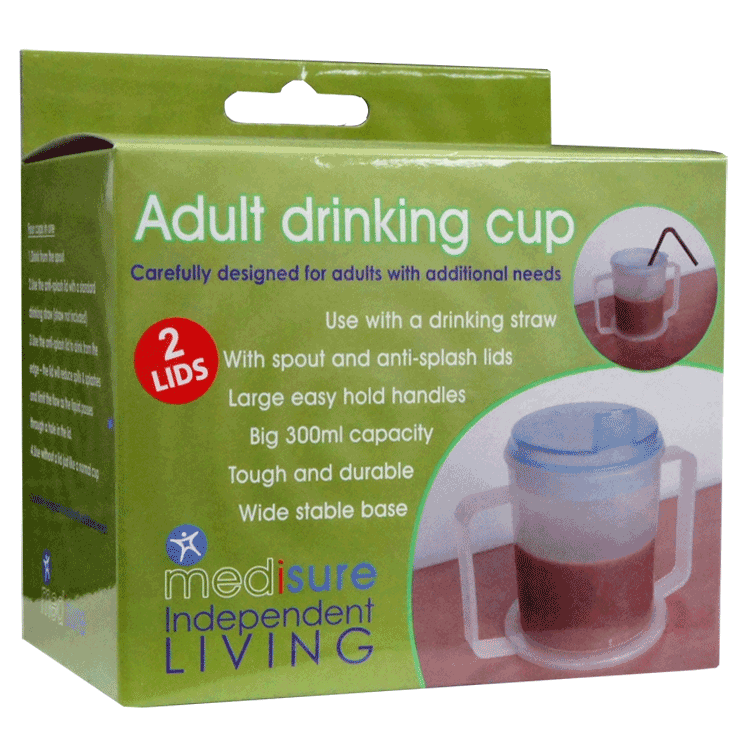 Adult Drinking Cup 2 Handled + 2 Lids
