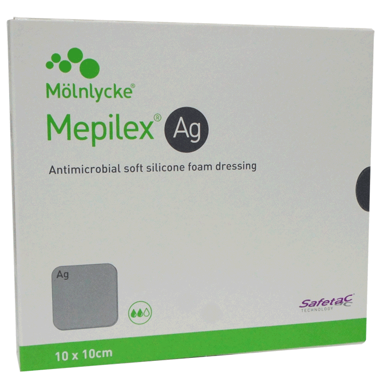 Pansements en mousse Mepilex Ag (Silver) 10 cm x 10 cm x 5 pour plaies fortement infectées