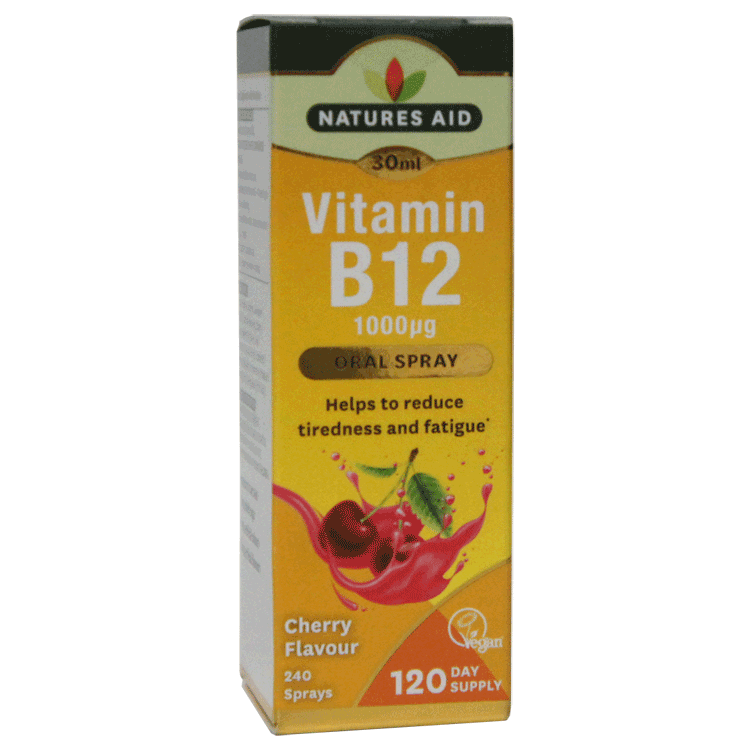 Natures Aid Vitamine B12 Spray oral, approvisionnement de 120 jours
