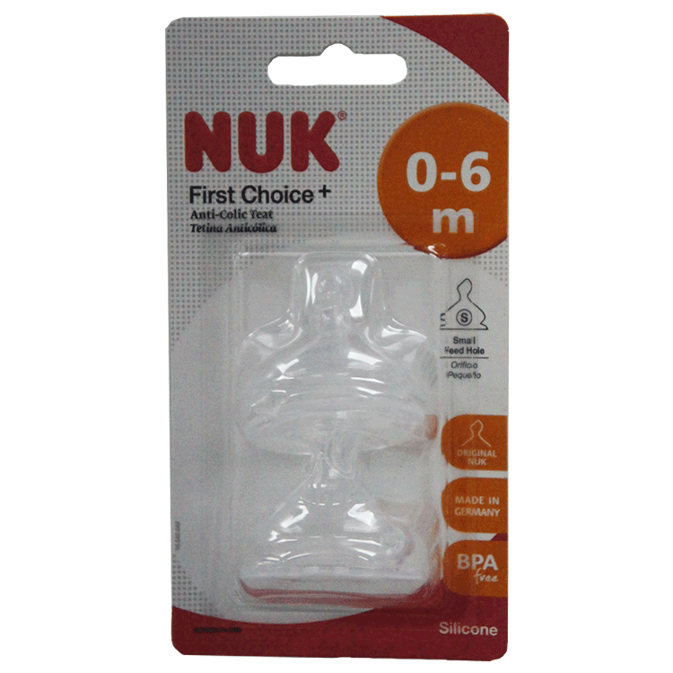 NUK First Choice Feeding Bottle 0 to 6 months 150ml with Spare NUK Teats 0 to 6 months x 2