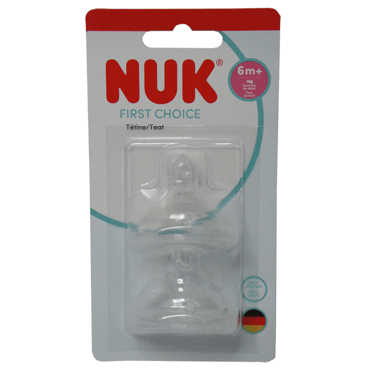 NUK First Choice Babyflasche 0 bis 6 Monate, 150 ml, mit Ersatz-NUK-Sauger x 2 oder Schnabel