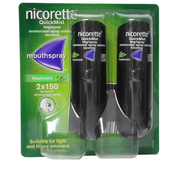 Nicorette Quickmist Twin Pack 2 x 150 sprays - Saveur Menthe Fraîche