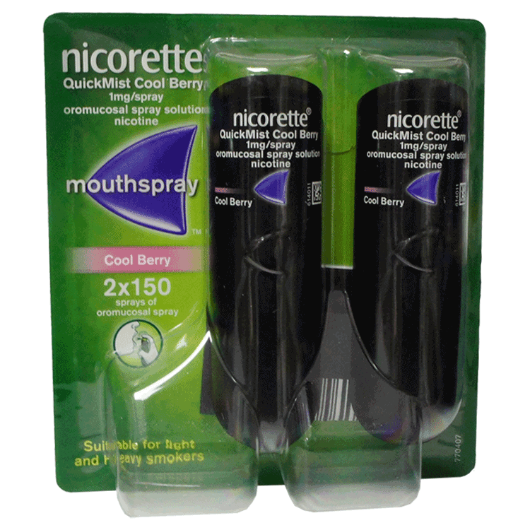 Spray buccal à la nicotine Nicorette Quickmist 2 x 150 - Saveur de baies fraîches