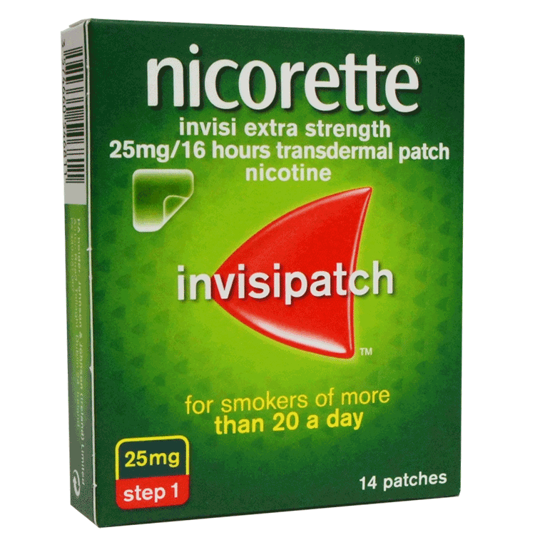 Nicorette Invisi 25mg x 14 Patches - Step 1 - For 20 a day smokers